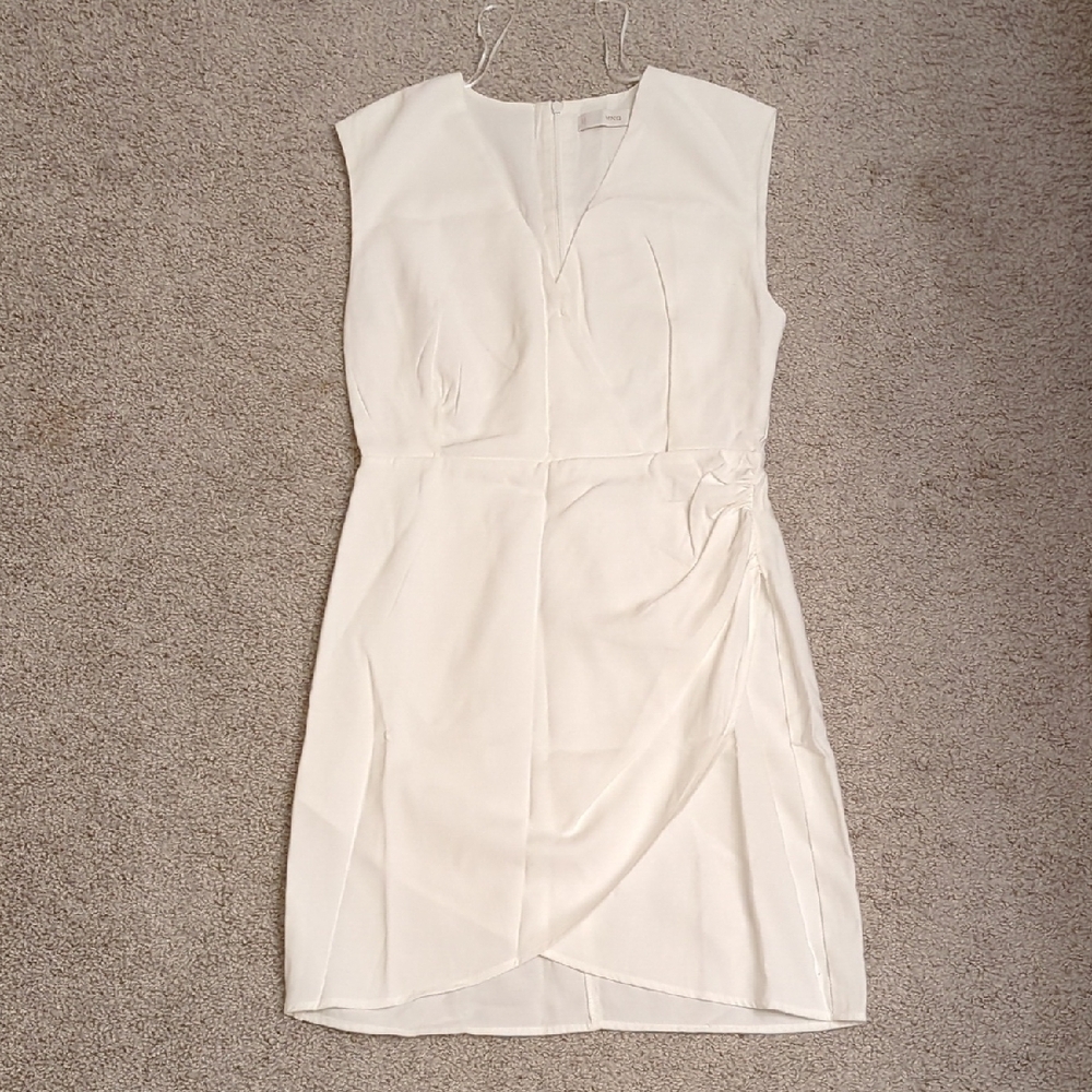 Mango Womens White Ruched Asymmetrical Sheath Dress